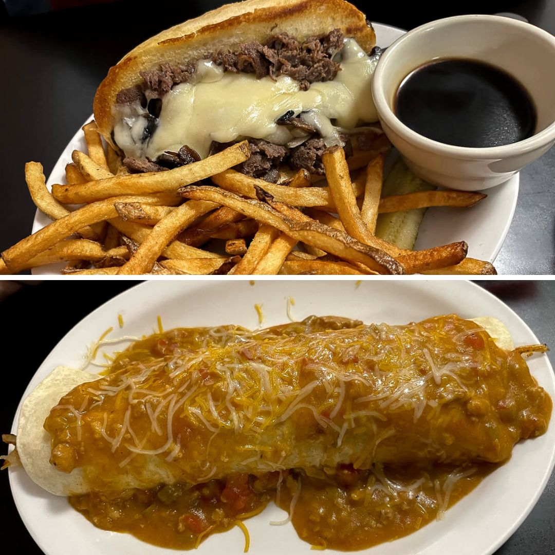 Burrito and Philly from J's Prairie Rose Cafe